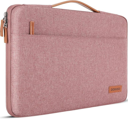 DOMISO 17 inch Laptop Sleeve Protective Case Cover Compatible with 17-17.3 inch HP Dell ASUS Lenovo Chromebook,Waterproof Computer Cases Bag with Handle,Pink