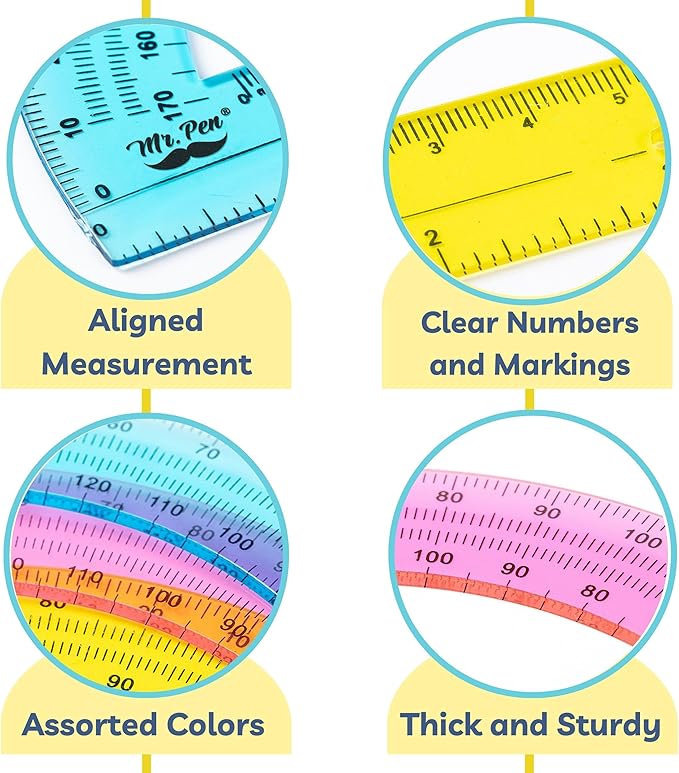 Mr. Pen- Protractor Set, 4", 3 Pack, Clear Plastic Protractors for Measuring Angles, 180° Small Protractor for Students, School, Math, Geometry, Drafting & Technical Drawing