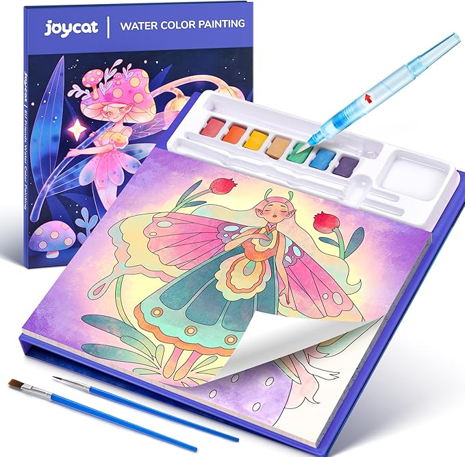 JoyCat Paint with Water Coloring Books for Toddlers, Watercolor Painting Sets for Kids Ages 3-5 4-8, Arts and Crafts Drawing Activities Toy Birthday Gifts for Boys Girls (Elf Friends)