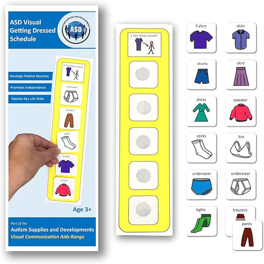 I Can Dress Myself - Daily Schedule - Premium Durable Plastic - Visual Schedule for Kids with Autism - 12 Clothing Cards - Autism Learning Materials – Special Education (English)