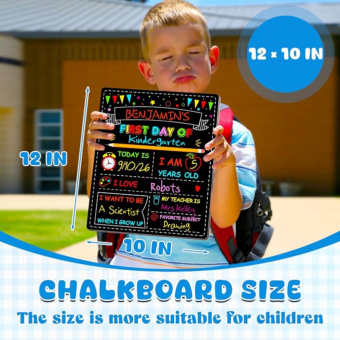 Double-Sided First Day of School Board, 12 × 10 Inches Back to School Sign | Reusable, Easy to Clean, Blank Board to Write, Color Painting Last Day of School Board First Day of School Kindergarten Pre-K