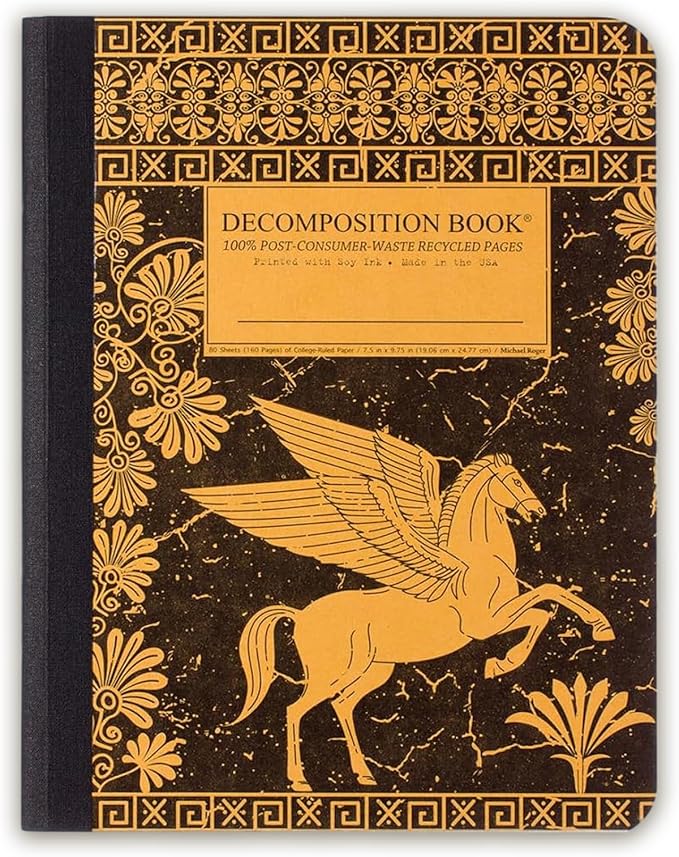 Decomposition Pegasus College Ruled Composition Notebook - 9.75 x 7.5 Journal with 160 Lined Pages - Notebooks for School Supplies, Home & Office - 100% Recycled Paper - Made in USA