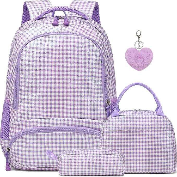 Kimwadalh School Backpack for Girls, Backpack with Lunch Box Pencil Case for Preschool Elementary High School Girls Boys