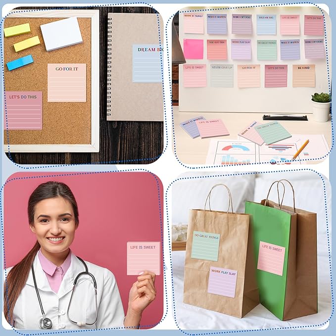 Yinder 24 Pcs Inspirational Sticky Notes Cute Motivational Sticky Notes Pad End of Year Employee Appreciation Gifts Bulk for Teacher Nurse Coworkers Office Supplies 3 x 3'' (Motivational,Aesthetics)