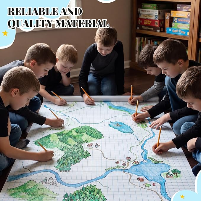 Jetec 1 Roll Large Grid Graph Paper Roll 1'' Grid 33.9 Inch x 98ft Sewing Pattern Paper for Back to School Classroom Teaching Drafting Supplies Kids Students Gifts