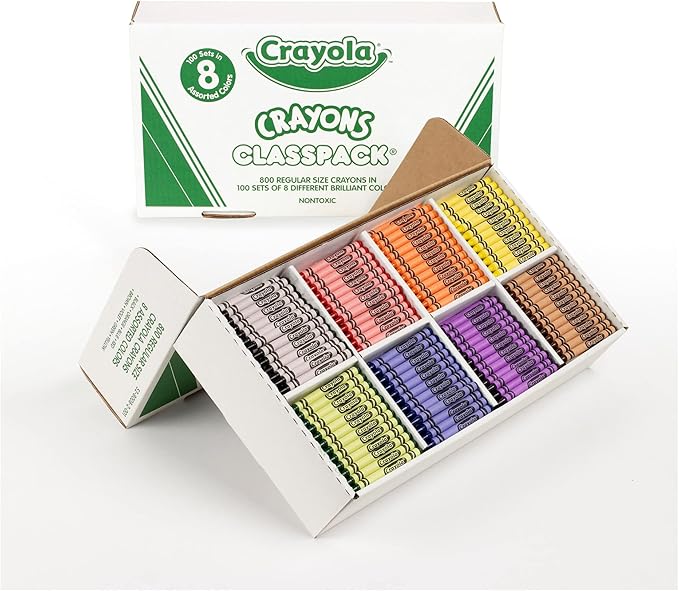 Crayola Crayon Classpack (800ct), Bulk Crayons for Kids, School Supplies, Preschool Teacher Classroom Must Haves, Ages 5, 6, 7
