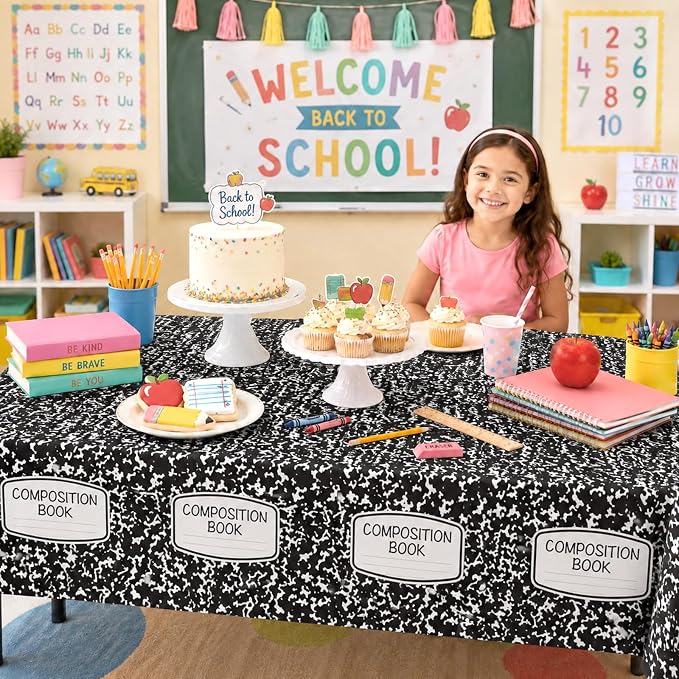 Back to School Supplies, 3PCS Back to School Tablecloths Large Disposable Rectangular Table Cover for Preschool Kindergarten First Day of School Decorations