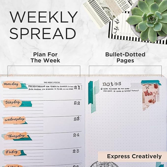 Wordsworth & Black A5 Undated Weekly, Monthly Planner, A5 Paper, Rose Gold