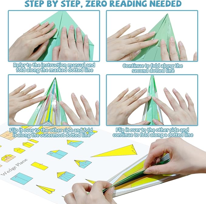 Elfew 48 Sheet Paper Airplane Kit for Kids Ages 6-8,8-12, Origami Paper Plane Kits for Boys, Crafts for Kids Activities, Origami Book, Airplane Toys Gifts for Boys and Girls