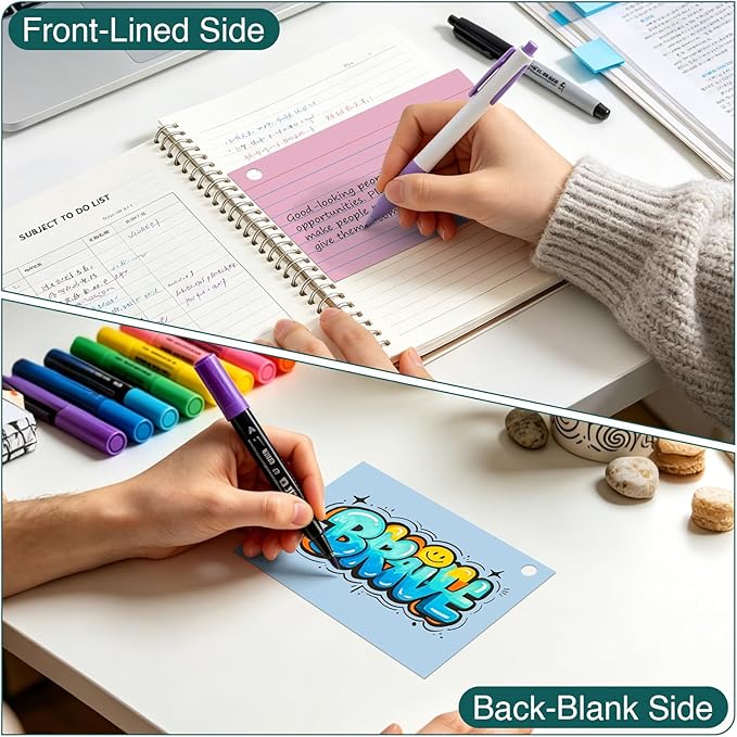 Index Cards 4x6 with Ring, 320 Sheets, Ruled Colored Flash Cards for Effective Studying and Note-Taking, Note Cards, Essential School Supplies for College & Office, Home Organization & Study Supplies