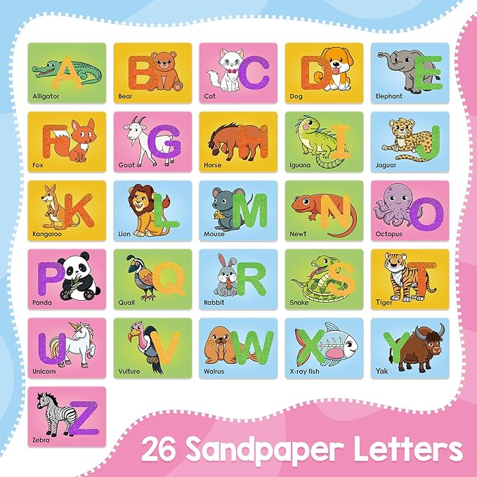 Broytain Sandpaper Letters Cards for Toddlers 3+,Word Games,Speech Therapy Toys for 3 4 5,Sensory Products, Educational Flash Cards,Learn Animals and Others