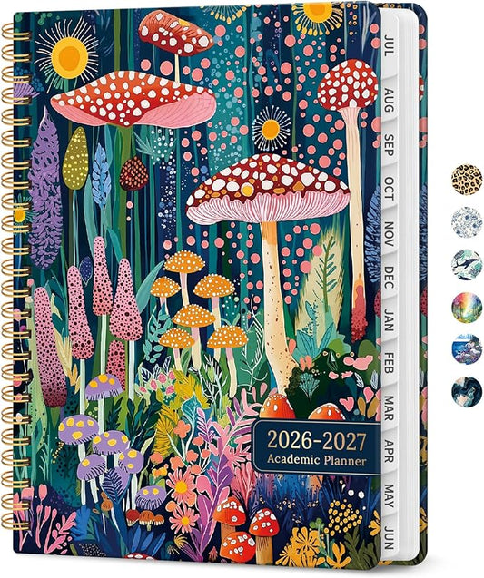 Planner 2026–2027, Weekly & Monthly Academic Organizer for School Year, Jul 2026–Jun 2027, Hardcover Planner with Tabs, Back to School Essential, 6.3" x 8.5", Forest Whimsy