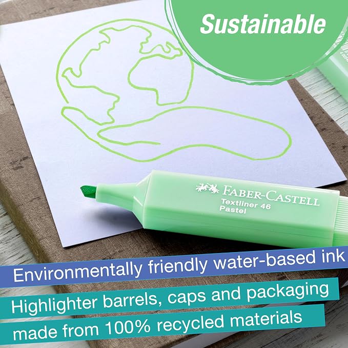 Faber-Castell Pastel Highlighters Set - 8 Chisel Tip Fluorescent Pen | Back to School Supplies - Aesthetic School Supplies and Bible Highlighters, No Bleed Markers
