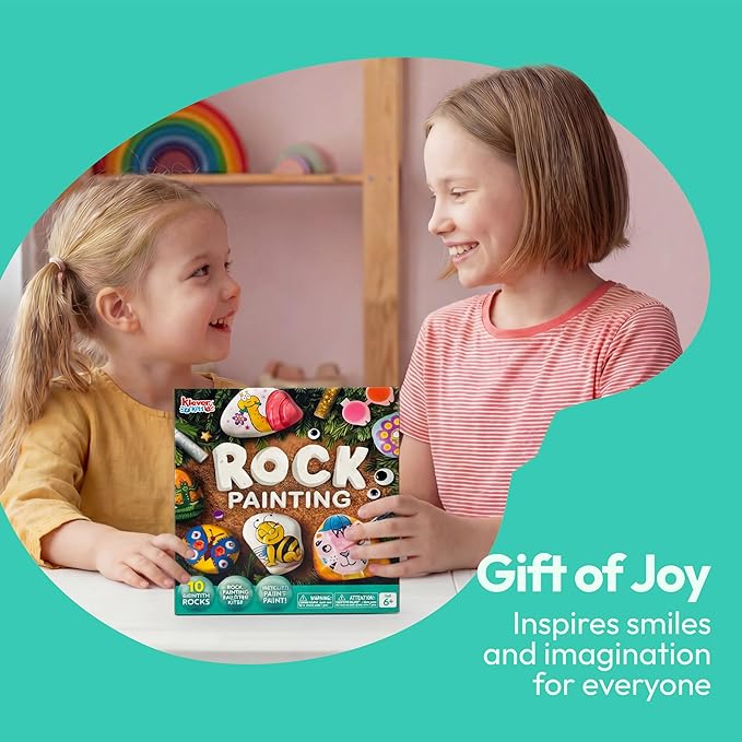 JOYIN Rock Painting Kit for Kids, Arts and Crafts for Girls & Boys Ages 6-12, DIY Supplies for Painting Rocks, Easter Craft Kits Art Set, Toddler Birthday Christmas Presents, Family Indoor Activity