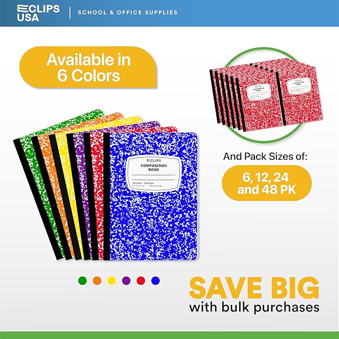 Composition Notebook Wide Ruled Composition Notebooks Bulk Red Marble Hard Cover Wide Ruled Notebook Paper Note Books For Schools Marble Composition Books 100 Sheets 200 Pages 9.75” x 7.25” (24 Pack, Red)