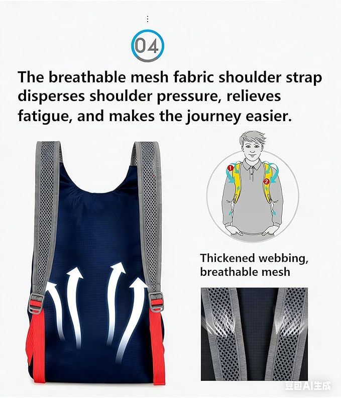 levayhill 16L Lightweight Foldable Hiking-Backpack Small Packable-Daypack For Travel,Ultralight Water-Resistant Gym Bag Men Women Easy Carry-on (Navy blue)