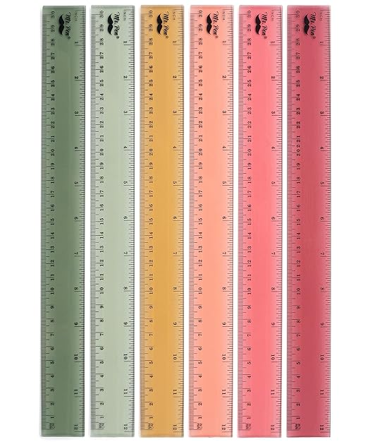 Mr. Pen- Ruler, 12 inch Ruler, 6 Pack, Vintage Colors, Clear Rulers 12 Inch, Rulers