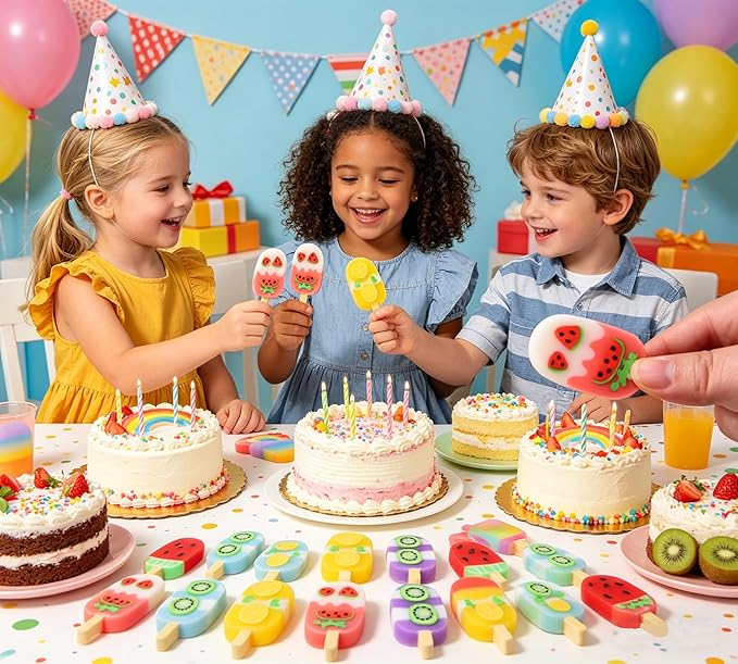 16 PCS Cute Fun ice Cream Erasers for Kids Bulk,Pencil Erasers for School, Party Favors, Classroom Prizes, Gift Bags, Birthday Goodie Bag Fillers