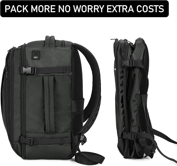 ECOHUB Travel Backpack 18x14x8 Frontier Airlines Personal Item Bag Gray | Carry On Backpack with 13 Pockets, Casual Daypack for Men Women Airline Approved Water Resistant Back pack with Charging Port