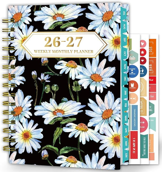 Planner 2026-2027, Academic Year Planner - Daily, Weekly & Monthly Calendar, Jul 2026 - Jun 2027, 6.3" x 8.5", Spiral Notebook with Tabs, Stickers & Inner Pocket, Ideal for School, Office, Home