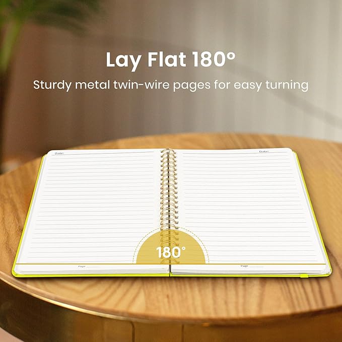 Taja Lined Spiral Journal Notebook for Women & Men, 140 Pages, College Ruled Hardcover Notebook for Work & Note Taking, Journals for Writing, A5(5.7" x 7.9") – Lemon Yellow