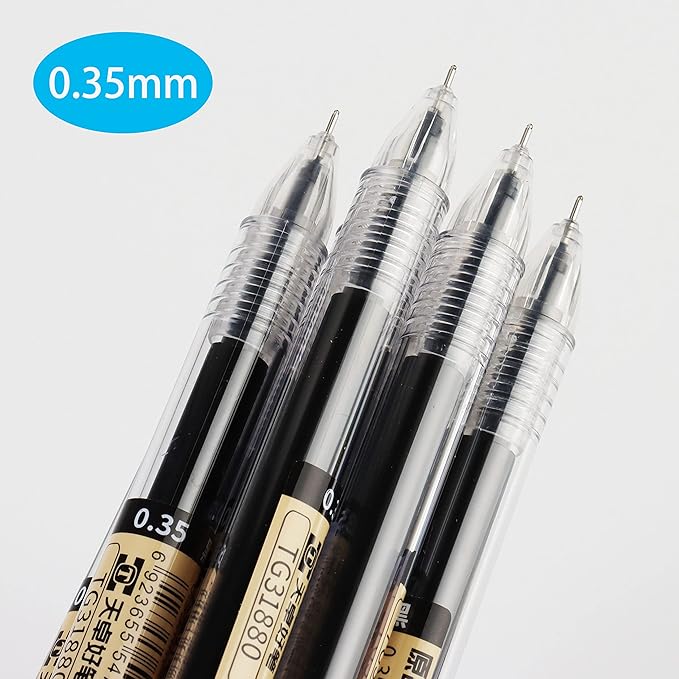0.35mm Extra-Fine Japanese-Style Rollerball Pens, 12-Pack, Smooth Writing, Gift for Office & School, Note-Taking