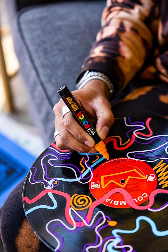 Posca Paint Markers, 5M Medium Acrylic Markers with Reversible Tips, Artist Recommended For Gifts, Fabric, Metal, Glass, Wood and Canvas, Assorted Colors, Set of 8