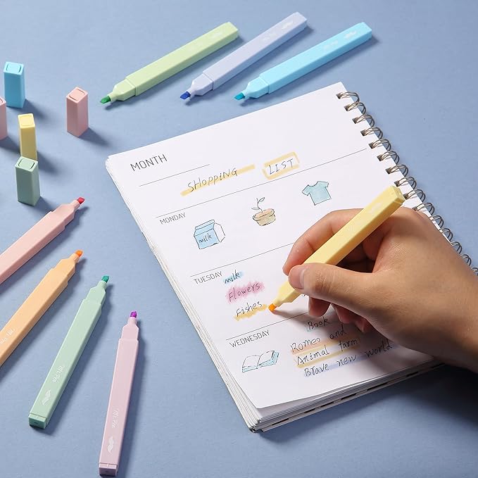 Mr. Pen- Aesthetic Highlighters No Bleed, 8 Pack, Pastel Colors, Chisel Tip, Cute Highlighters Assorted Colors for Journaling, Highlighting, Underlining, Fast Dry, Back to School Supplies