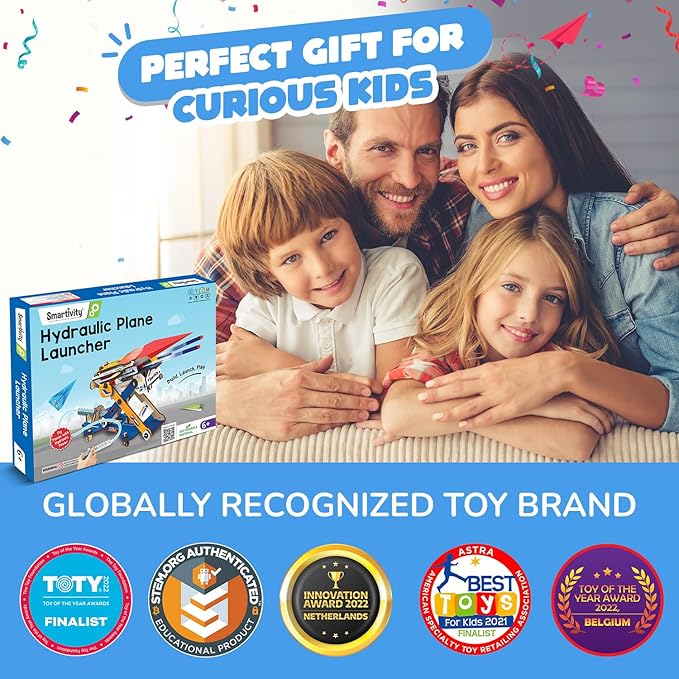 Smartivity DIY 2in1 Hydraulic Paper Airplanes & Darts Launcher STEM Toy for Kids Ages 6-14 Years I Birthday Gifts for Smart Kids | Science Kit for Boys & Girls 6, 8,10,12,14 Years Old