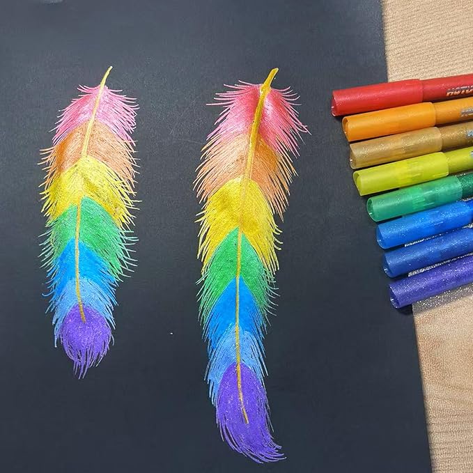HOTU Glitter Markers Pen: 24 Sparkly Colors Metallic Marker 0.7mm Extral Fine Tip Acrylic Glitter Paint Pens for Rock Painting, Ceramic, Glass, Wood, Fabric, Scrapbooking, DIY Craft Making
