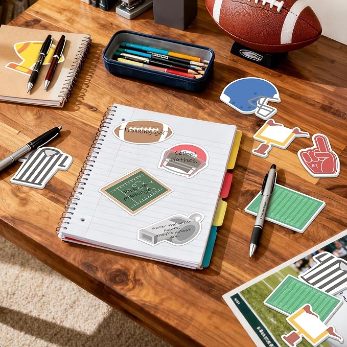 Xqumoi 30 Pack Football Sticky Notes - Sport Self Sticky Notepads Helmet Glove Self-Adhesive Writing Memo Pads for Office School Class Student Gift Supplies Birthday Party Favors Goodies Bag Fillers