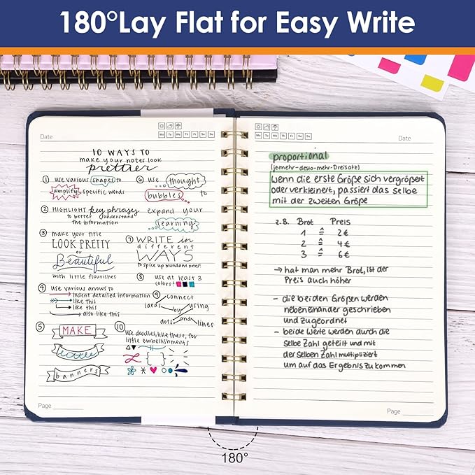 LABUK Spiral Notebook, 160 Pages A5 Lined Hardcover Notebook, 5.5 x 8in Spiral Journal for Women and Man, Work, Writing (Navy Blue)