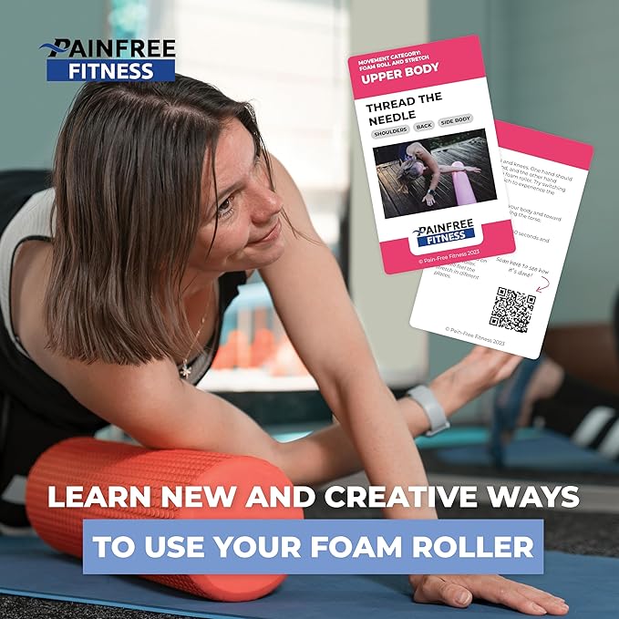 (30+ Cards) Foam Rolling Fundamentals Flashcards, 3x5 in, Fitness Cards for Fast Recovery, Color Coded Workout Cards for Foam Roller Warm Ups & Cooldowns, Bend Resistant, Durable