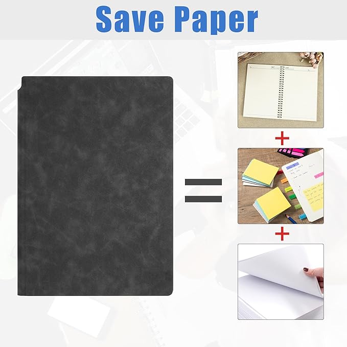 2 Pack Portable White Board Dry Erase Notebook 12" x 9" (A4), Black & Blue Double Sided Folding Reusable Whiteboard, Anti-Ghosting & Anti-Smudg Surface Notebook