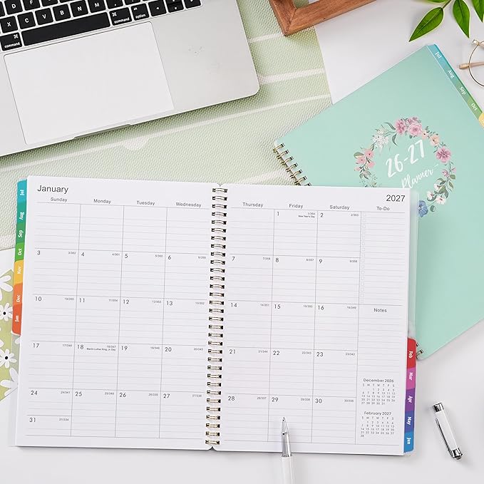 Planner 2026-2027 - 9" x 11" Planner Weekly and Monthly 2026-2027, from JULY 2026 to JUNE 2027, Academic Calendar with Tabs, Twin-Wire Binding, Inner Pocket, Premium Thick Paper