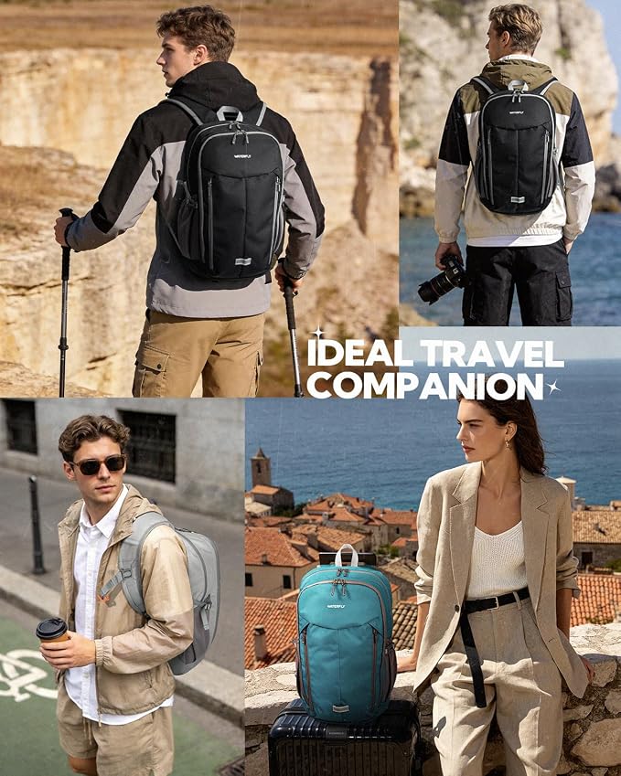 WATERFLY Lightweight Packable Backpack, 25L Small Foldable Travel Daypack | Large Opening Pocket with Luggage Strap, Breathable Back Pad, Easy to Fold, Compact Day Pack for Hiking Outdoor