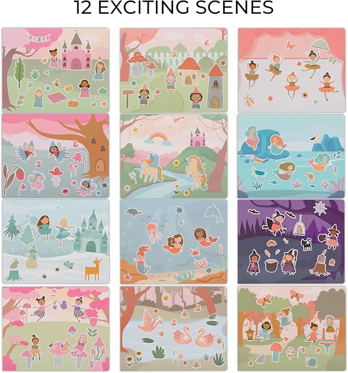 ZICOTO Fun Sticker Book for Toddlers 2-4 Years - Perfect Kids Activity Book with Beautiful Stickers & 12 Themes for Entertaining Toddlers 4-8 While Traveling - Incl. Princess, Unicorn & Coloring Pages