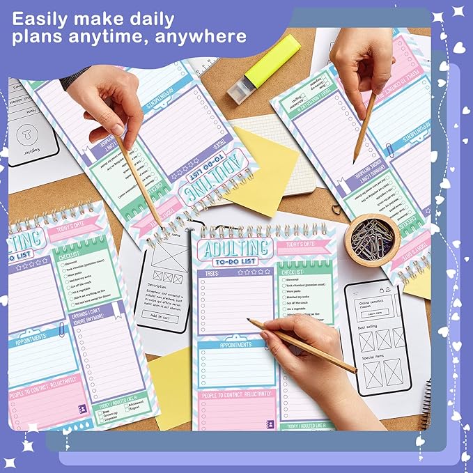 Glenmal 6 Pack to Do List Notepad Undated to Do List Notebook Daily Planner Notepad 180 Sheets for Adult Student Office School Home Supplies 7.8 x 5.2 Inch(Light,Light Color)