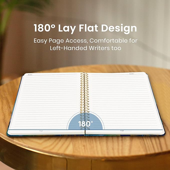 Taja Spiral Lined Journal for Women, Notebook for Work with Pretty Cover, 140 College Ruled Pages, Hardcover Notebook for Journaling, Note Taking, Bible Study, Starlit Peaks