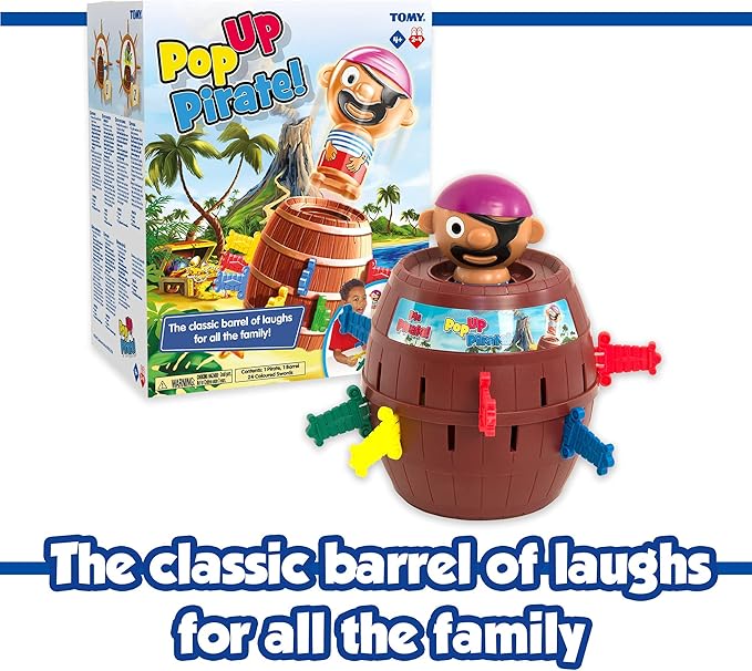 TOMY Pop Up Pirate Board Game - Family and Preschool Kids Games for Family Game Night - Winter Break Activities- Girls and Boys Games - 2-4 Players - Ages 4 Years and Up