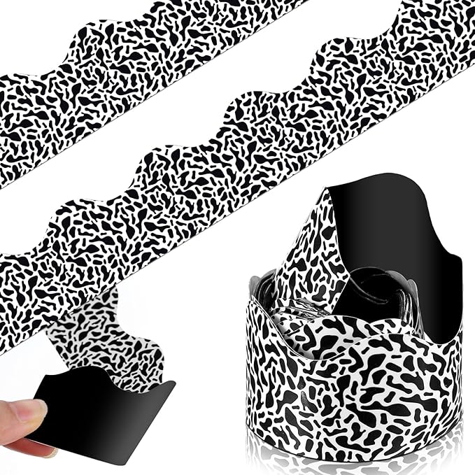 Fuyoooo 49 ft Composition Magnetic Borders for Classroom, Black and White Bulletin Board Borders, Magnetic Whiteboard Classroom Strips Reusable Rolled Wall Trim for School Teacher Offices Chalkboard