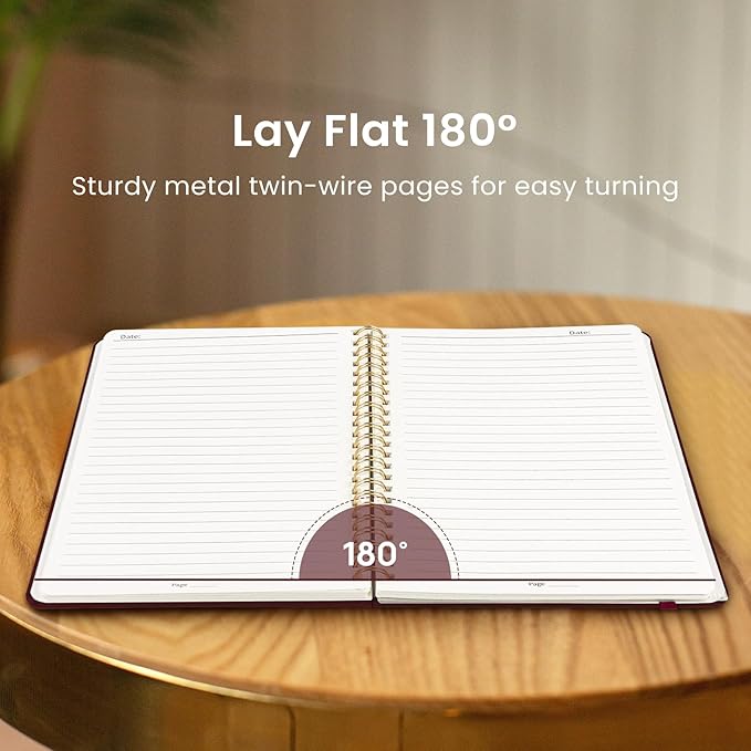 Taja Lined Spiral Journal Notebook for Women & Men, 140 Pages, College Ruled Hardcover Notebook for Work & Note Taking, Journals for Writing, A5(5.7" x 7.9") – Burgundy