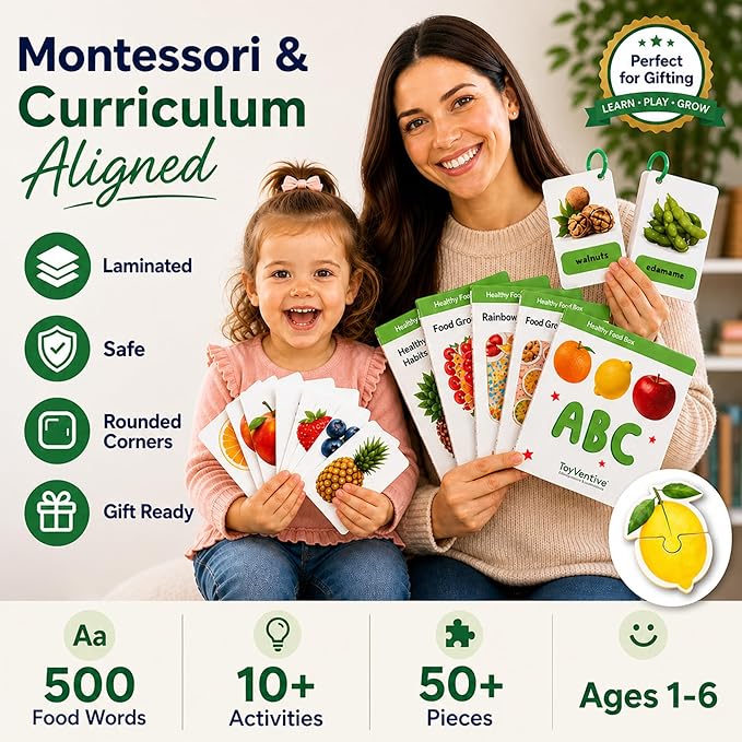 TOYVENTIVE Preschool Activity Set for Girls – Educational Toddler Toys with Flashcards, Matching Games and Montessori Activity Cards for Visual Recognition and Play-Based Exploration – Ages 1–3