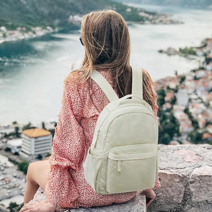G4Free Small Backpack for Women, lightweight Daypacks for Travel School | Water-resistant Nylon Backpack, fits 13.3" laptop, Multi-pockets, Trolley strap, Comfy padded straps
