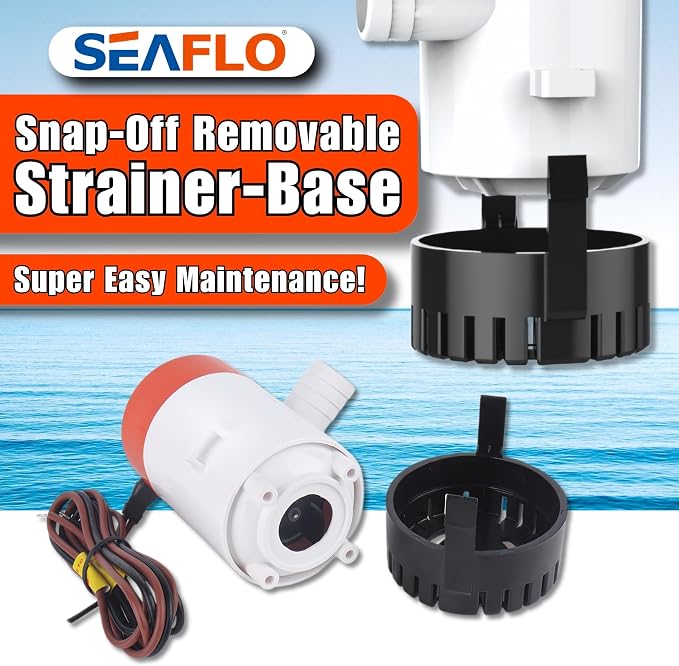 SEAFLO 01 Series 750 GPH Bilge Pump – 12V, 3/4" Outlet, Marine Submersible Pump with Anti-Airlock Protection, CE & Rohs Certified, 4-Year Warranty | Reliable for Boats and Marine Applications