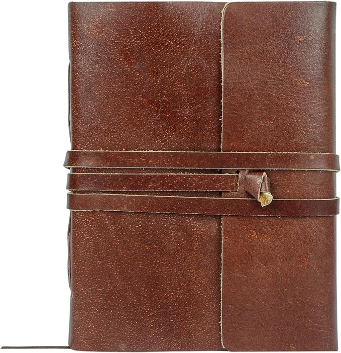KomalC Handmade Leather Journal | Writing Diary | Bound Daily Notepad For Men & Women Unlined Paper Medium, writing pad gift for artist, sketch