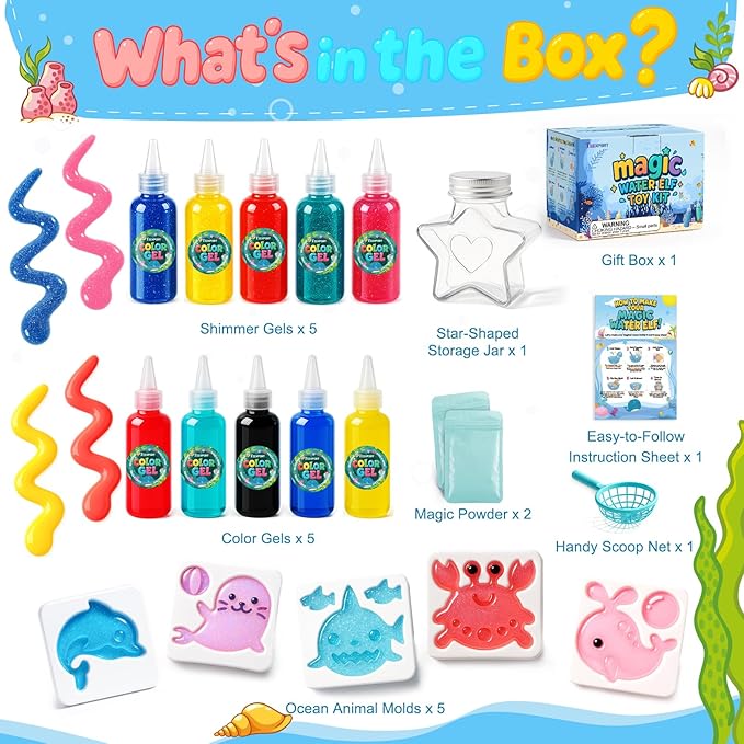Teexpert Magic Water Elf Toy Kit – Art and Crafts for Kids Girls Boys Ages 3 4 5 6 7 8 9 10 11 12 - DIY Craft Toy Birthday to Make Aqua Fairy Squishy Water Pets