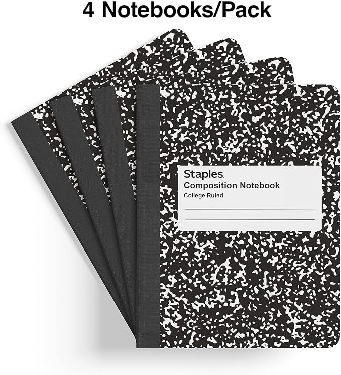 Staples Composition Notebook, 7.5x9.75 Inch, College Ruled, 8/Carton