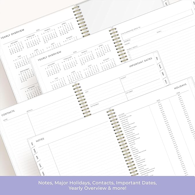 Blue Sky Ashley G 2025-2026 Weekly and Monthly Academic Year Planner Calendar, July 2025 - June 2026, 8.5" x 11", Flexible Cover, Wirebound, Laminated Tabs, Multi Color Smoke