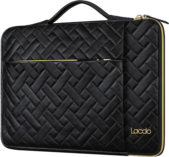 Lacdo 360° Protective 14 Inch Laptop Sleeve Case for HP Lenovo Dell ASUS Acer Chromebook 14 / HP Stream 14 / Dell Inspiron 14 / Lenovo IdeaPad 14 / Acer Spin/ASUS ZenBook Computer Bag, Elegant Black